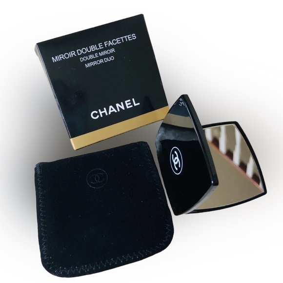 NIB CHANEL Black Double Mirror With Velvet Cover - Picture 3 of 6